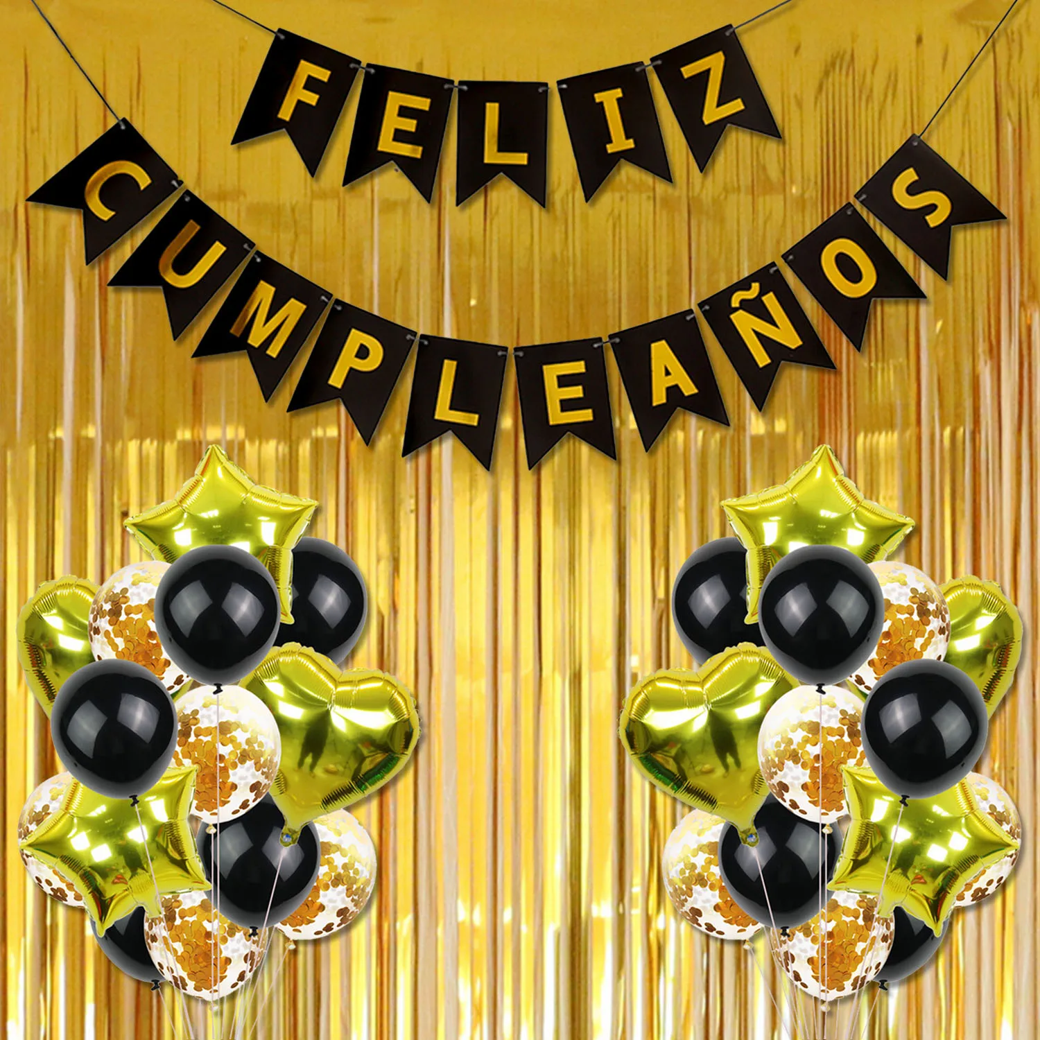 Besegad Дети 30 шт. Feliz Cumpleanos золотой день рождения баннер лента занавес блесток латексные звезды воздушные шарики для украшения набор игрушек