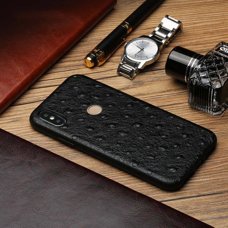 

Genuine Leather ostrich pattern case For Xiaomi Mi 8 8SE 9se A2 Mix 2S mi 6 max 3 Redmi Note 7 pro anti-drop protection cover