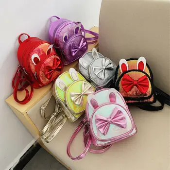 

2020 Children Cute Girls Sequins Mini Backpack Travel School Bag Toddle Kids Bow Bunny Ruckrack Nursery Book Bag