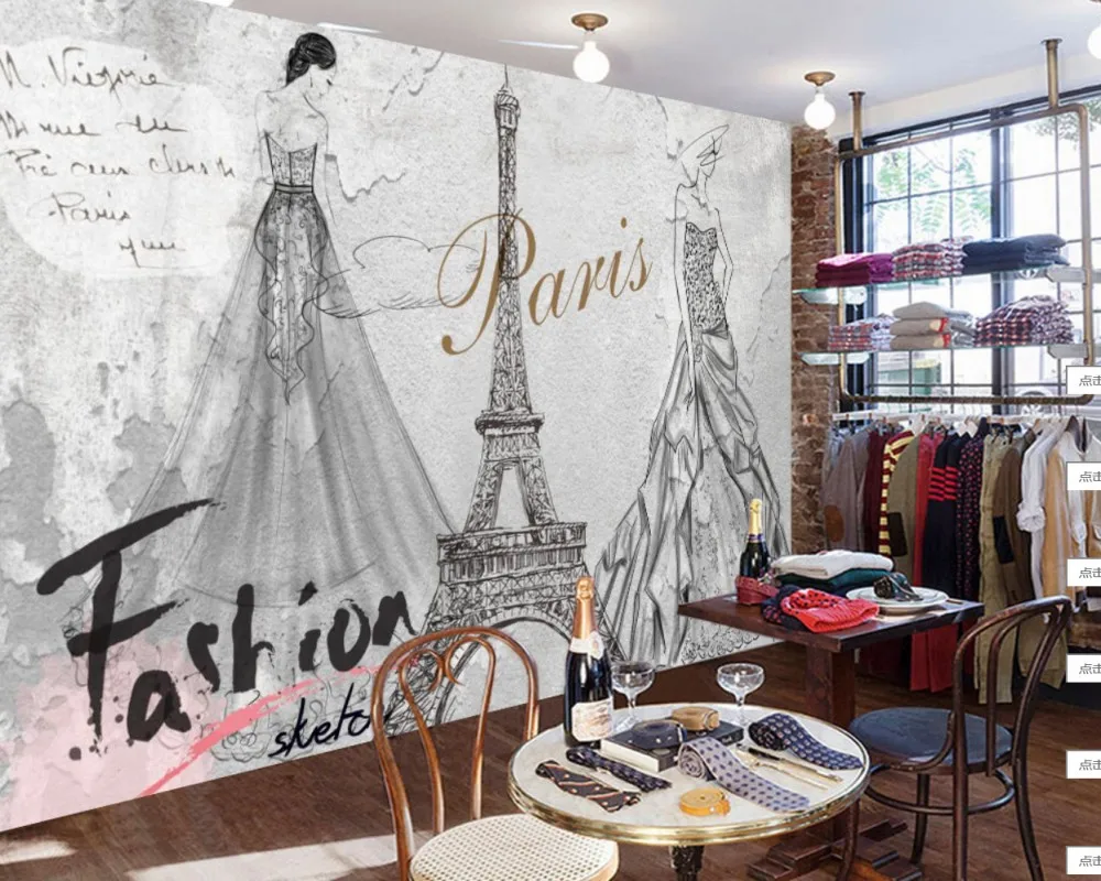 

Dropship Fashion Personality Shop Decoration Wallpaper Mural Custom 3d Bridal Shop Dress Shop Wallpaper Store Mural