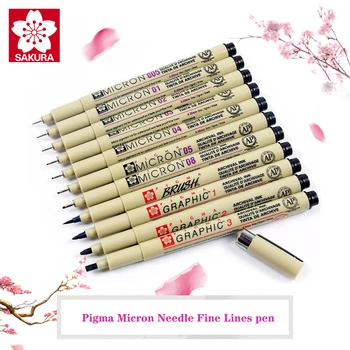 

SAKURA Pigma Micron Needle Waterproof Fine Lines Black Sketch Marker Pen For Design Manga Brush Drawing manga Art Supplies