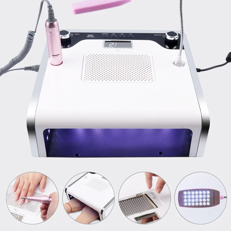 

4 In 1 Nail File Drill Nail Dust Collector 140w Uv Gel Nail Dryer Lamp Led Desk Lamp Salon Nail Art Equipment Manicure Tool Kits