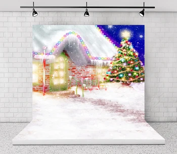 

Backgrounds for Photo Studio Christmas Tree Winter Snow Small House Children Cartoon Photography Backdrop Studio Props