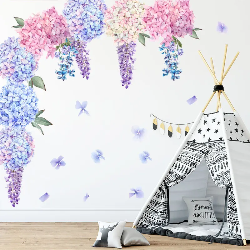 

Purple Lavender Flower Wall sticker Living Room Bedroom Sofa Background Home Decor Combination Self Adhesive Stickers