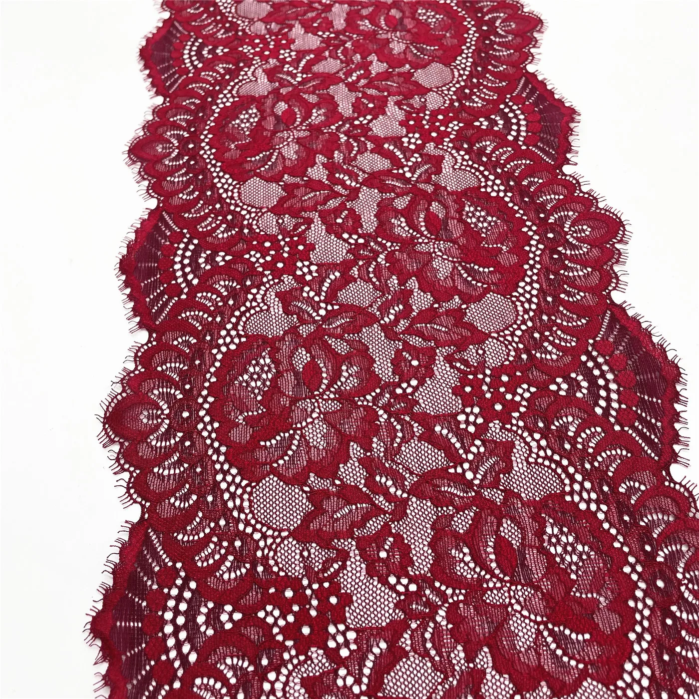 3y/lot Width 23cm Burgundy Red Elastic Eyelash Lace trim For Clothes Skirt Hem Underwear Sewing Craft DIY Apparel Fabrics Lace 4