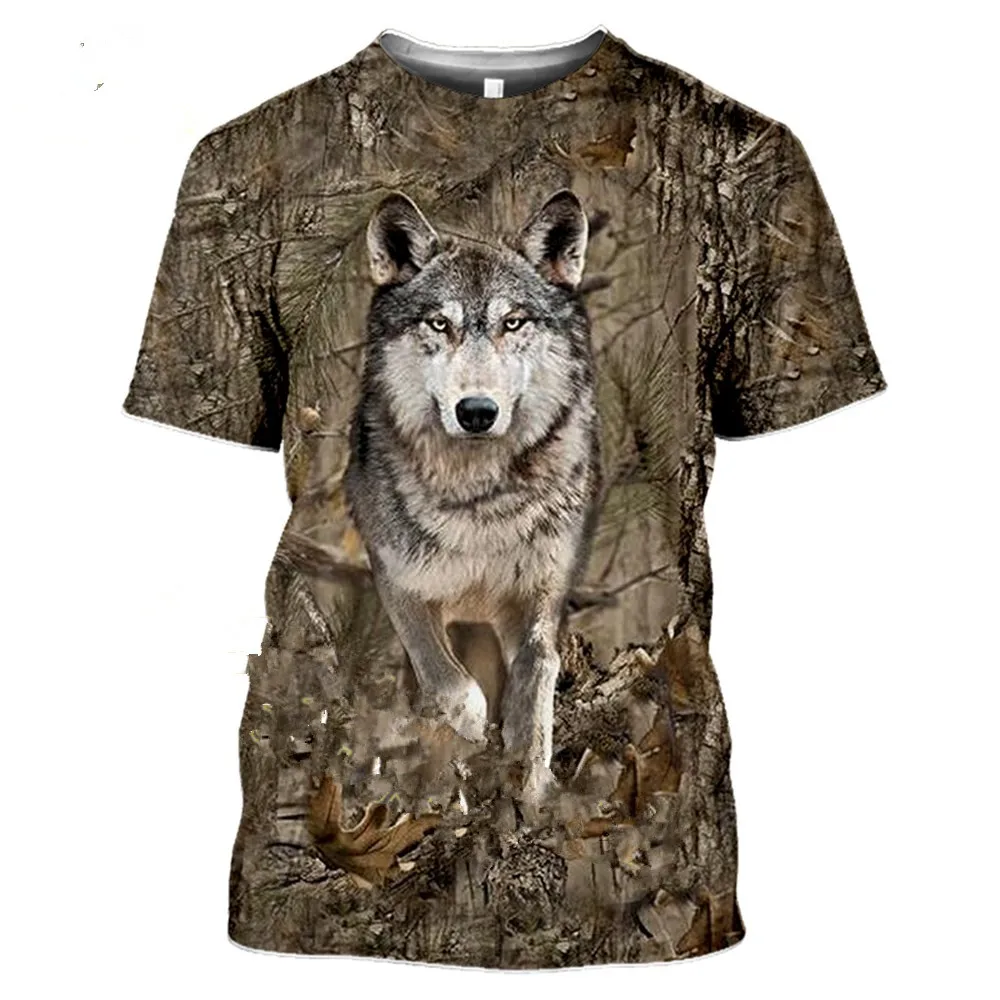Camouflage pattern hunting T-shirt with 3D animal print4