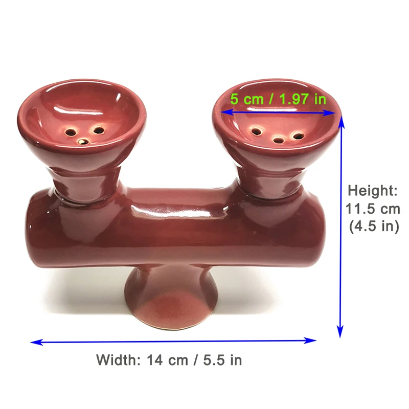2 Head Hookah Bowl Double Cup Shisha Pot Ceramic Dual Top Narguile Keeper Chicha Accessory Narguila Topper Two Flavor Holder