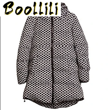 

Boollili Polka Dot 2020 New Fashion European Style White Duck Down Winter Jacket Women Long Thick Coat Female Large Size S-5XL