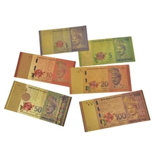 6 шт. пластиковая копия 24 к Золотая фольга банкнота Малайзия поддельные деньги как подарки Малайзия 1 5 10 20 50 100 ринггит банкнота
