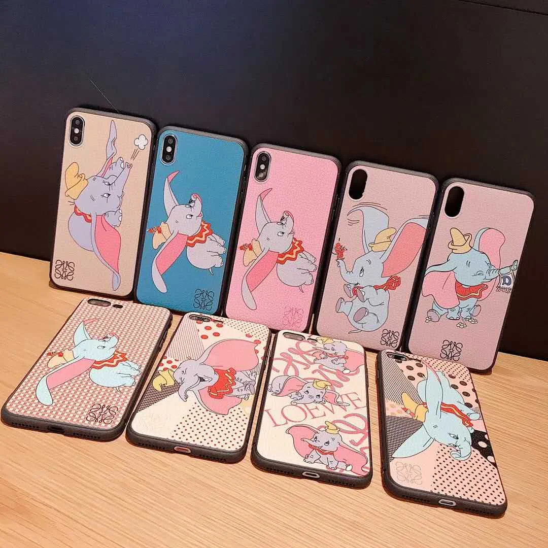 Fashion cartoon brand cute Dumbo leather phone case for iPhone 6 6s 7 8 Plus X Xs XR MAX high quality TPU silicone cover |