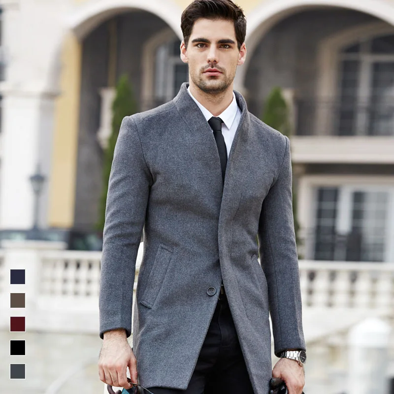 Fashion Winter Men Wool Blends Coat Stand Collar Male Single Breasted Business Casual Overcoat Plus Size M-3XL Long Trench Coat Fashion Winter Men Wool Blends Coat Stand Collar Male Single Breasted Business Casual Overcoat Plus Size M-3XL Long Trench Coat