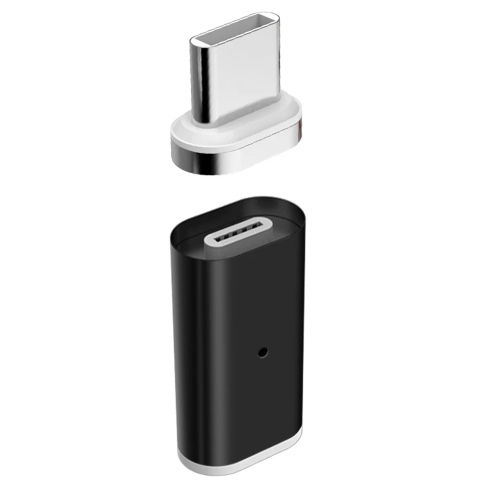 Black SUNPHG Fast Charging Magnetic Adapter USB Type C to Micro USB Type-C Converter for iPhone Xiaomi Huawei Samsung - Color: Black