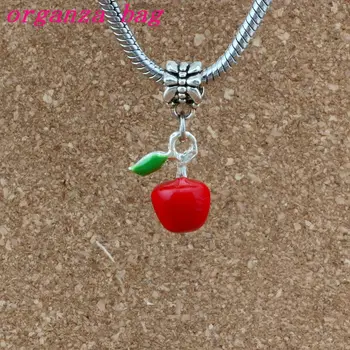 

30pcs/lots Red Enamel Apple Alloy Dangle Charm Beads Fit Charm necklace DIY Accessories 13x30mm A-523a