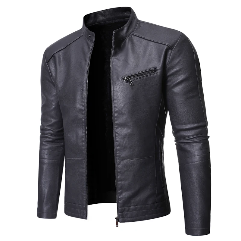 Promotion Men Jacket Leather 2019 Motorcycle Men's Leather  Lapel Versatile Personality Slimming Zipper Pocket Men's Wash Leather Coat