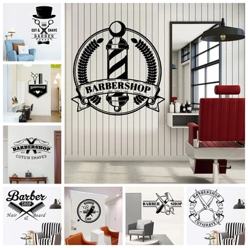 

New Barber Shop Art Vinyl Wall Stickers For Haircut Room Decorative Wall Decals Barber Shop Removable Wallpaper Stickers Mural