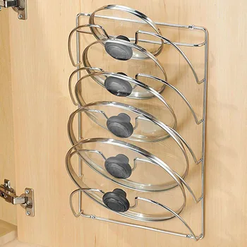 

Pan Lid Storage Rack Wall Mount Pot Cover Organizer Holder Kitchen Accessories
