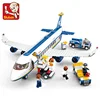 463Pcs City Airport Airbus Aircraft Airplane Plane Brinquedos Avion Model Building Blocks Bricks Educational Toys for Children