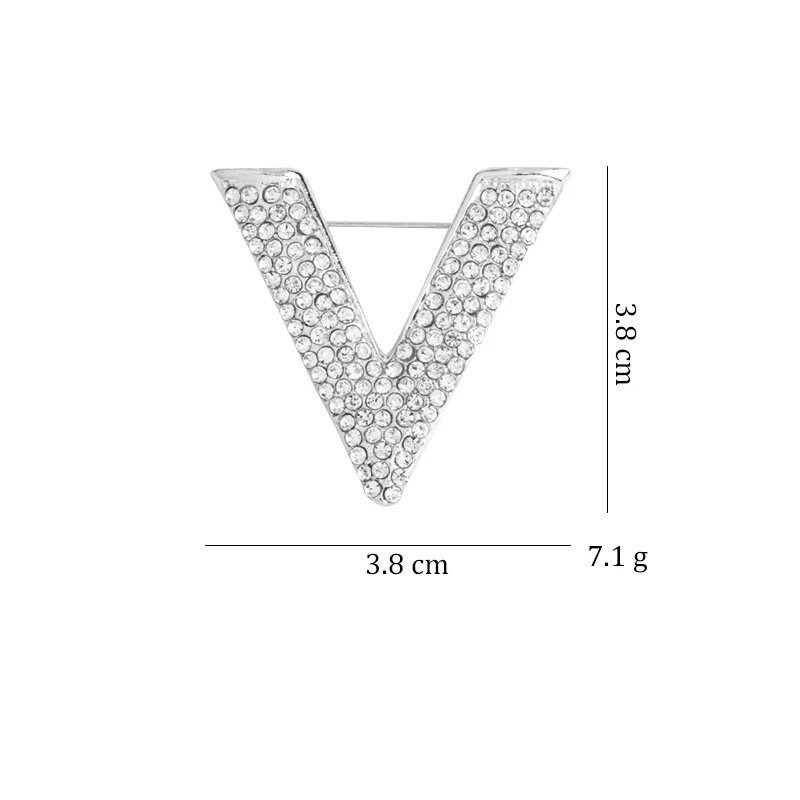 Fashion V Coat Pins Full Rhinestone Brooch значки Shirt Bag Lapel Badge Wholesale Enamel Pin Jewelry Gift