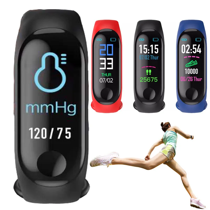 

tonometer Wristband M3 Blood Pressure watch Monitor wrist Blood oxygen monitor Smart Heart Rate meter Pedometer sphygmomanometer