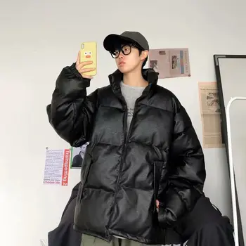 

2020 Spring New Korean Couple Solid Color Men's Bread Clothing Trend Down Cotton Jacket Street Loose Casual