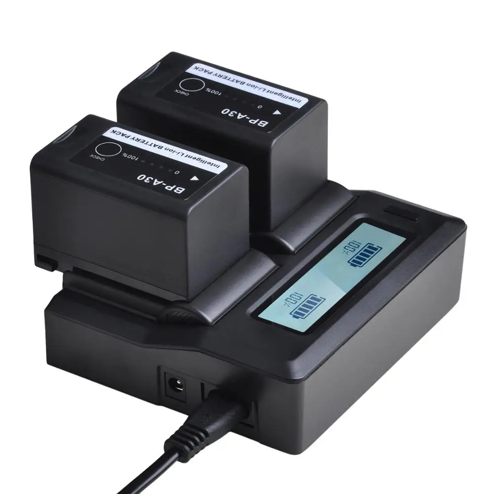 LCD Dual Fast Charger 1Pc For Canon BP-A30 BP-A60 BP-A90 A90 A60 A30 C500II C300 Mark II C200 C200B