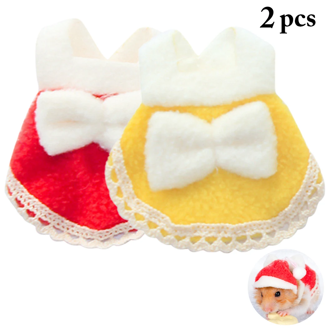 New Product Small Animal Traction Rope Hamster Clothes Cotton 2PCS Skin Friendly Dress Animals | Дом и - Цена: 