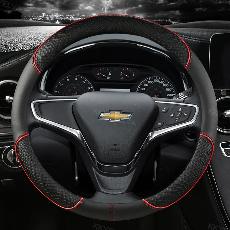 Steering Wheel Cover Leather 38cm 15" For Chevrolet Cruze Malibu Sail Spark Captiva Equinox Trax/Tracker AVEO Lova RV