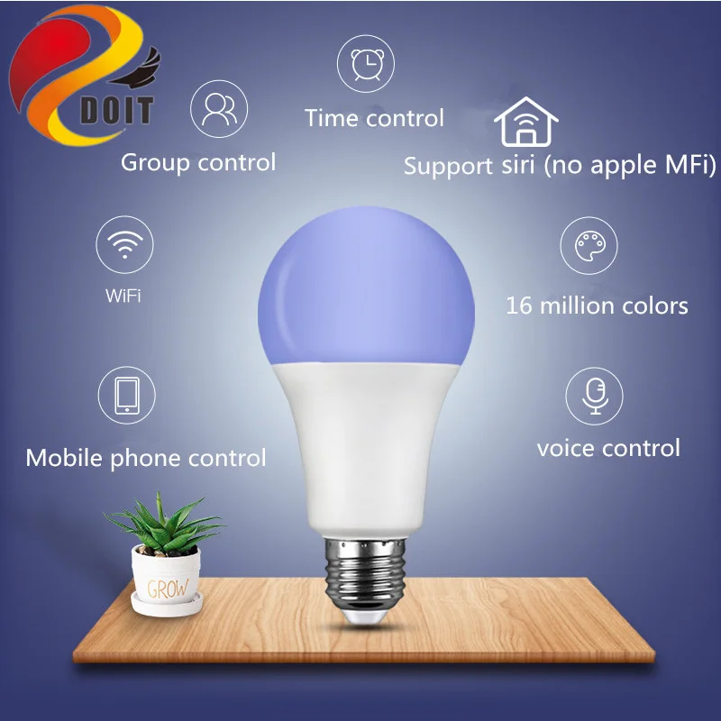 

E27 Smart Wifi LED Light Bulb 8W 16 Million Color Change Voice Remote Control Timing Support Siri (No Apple MFI) IOS/Android