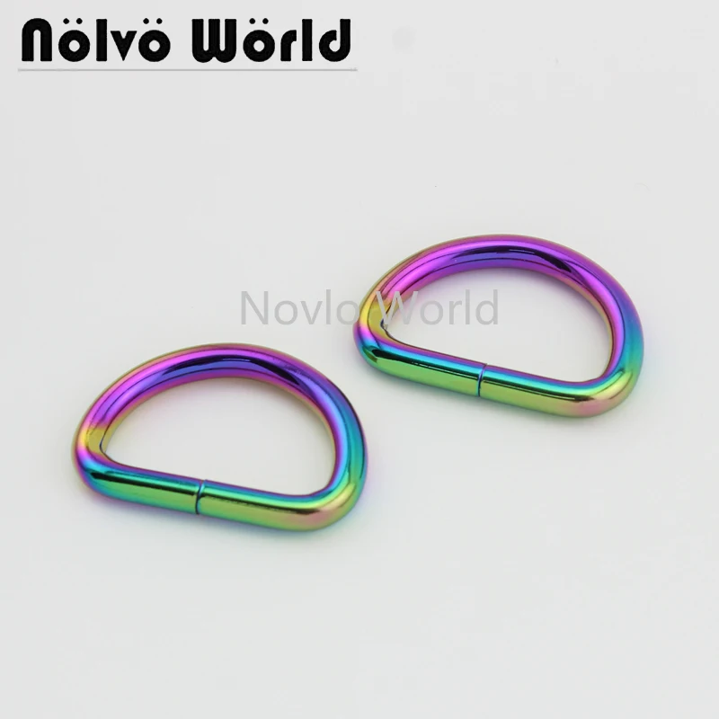 

4 pieces test,inner width 32*19mm 1-1/4",rainbow metal D ring bag handle buckles handbag decorative buckles hardware accessories