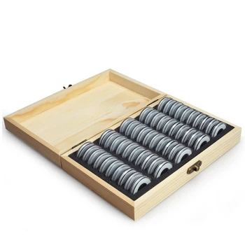 

Wooden Coins Storage Box Display Holder Coin Collection Case Container For 50pcs Coin