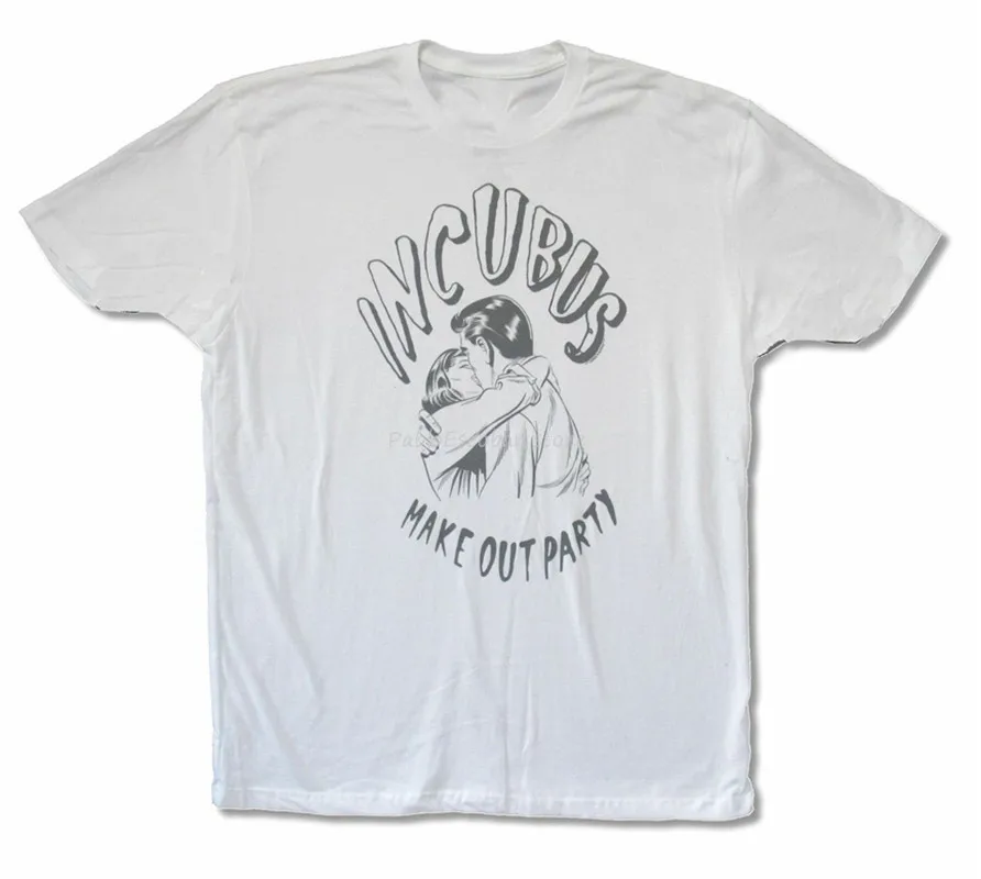 men brand tshirt summer top tees Incubus Make Out Party White T-Shirt New Adult Band Music Street Tee Shirt |