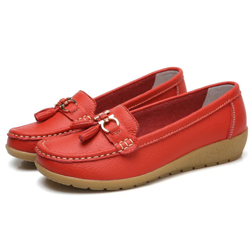 Women Shoes Women Flats Casual Shoes Women Flat Plus Size 44 Genuine Leather Shoes Slipony Low Heels Casual Ballet Flats Shoes Loafers