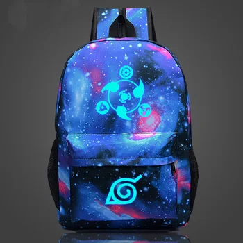 

New Naruto Glowing Backpack for Teenagers Children Capacity School Bags Oxford Cartoon Backpacks Unisex Luminous Rucksack