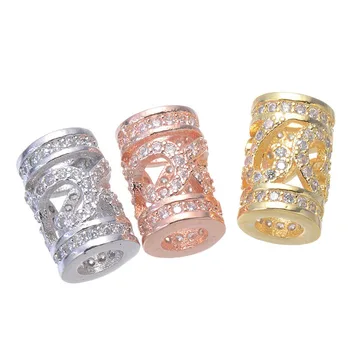 

8*13mm CZ Pattern Hollow Spacer Beads Copper Micro-inlaid Zircon Loose Beads Handmade Jewelry Making DIY Bracelet Accessories