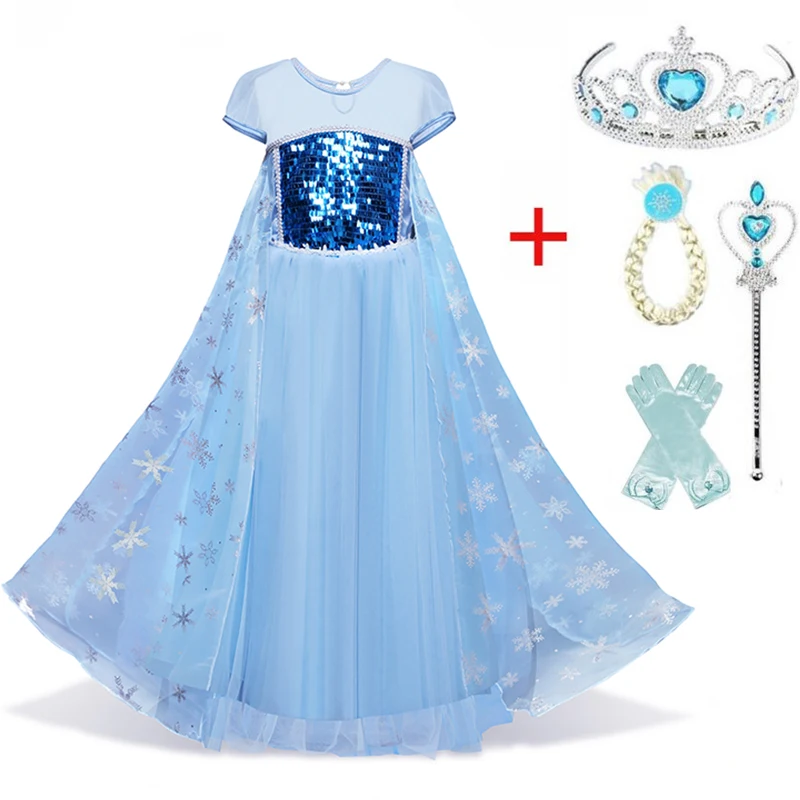 Snow Dress For Girls Princess Carnival Costume Halloween Party Cosplay Queen Accessory Set Children Clothing Vistido | Детская одежда и