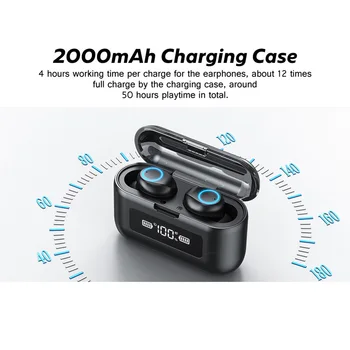 

Wireless Bluetooth Waterproof Earphone with Microphone 2000mAh Charging Box Touch Control Music Earbuds For Phone