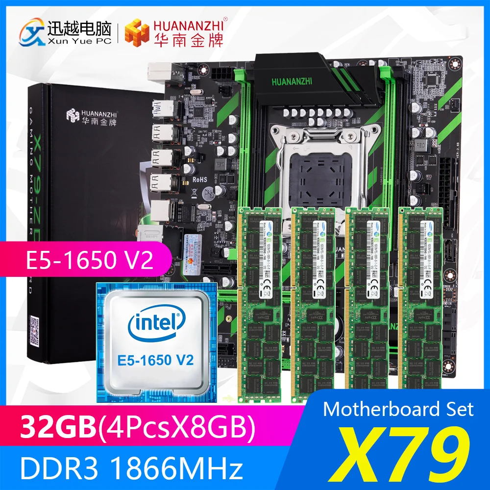 Материнская плата HUANANZHI X79, набор X79-ZD3, версии 2,0, M.2, MATX с процессором Intel Xeon E5-1650 V2 3,5 ГГц, 4*8 Гб (32 ГБ), DDR3 1866 МГц, оперативная память RECC Материнская плата HUANANZHI X79, набор X79-ZD3, версии 2,0, M.2, MATX с процессором Intel Xeon E5-1650 V2 3,5 ГГц, 4*8 Гб (32 ГБ), DDR3 1866 МГц, оперативная память RECC