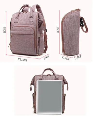Diaper Backpack Women Large Diaper Bag For Mom And Dad with Insulated Pockets and Stroller Straps and Changing Pad