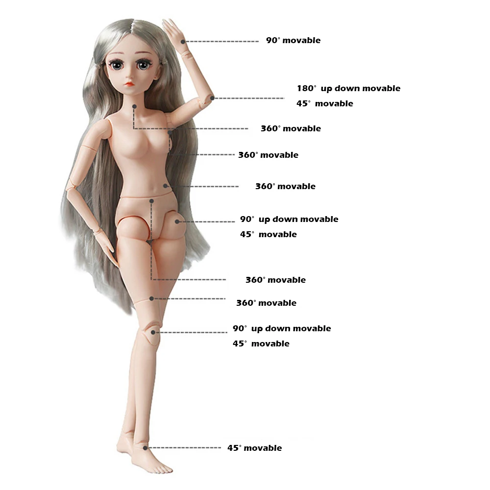Bjd 1/4 кукла 18 дюймов подвижных шарнирных SD кукол с одеждой наряд обувь парик волос