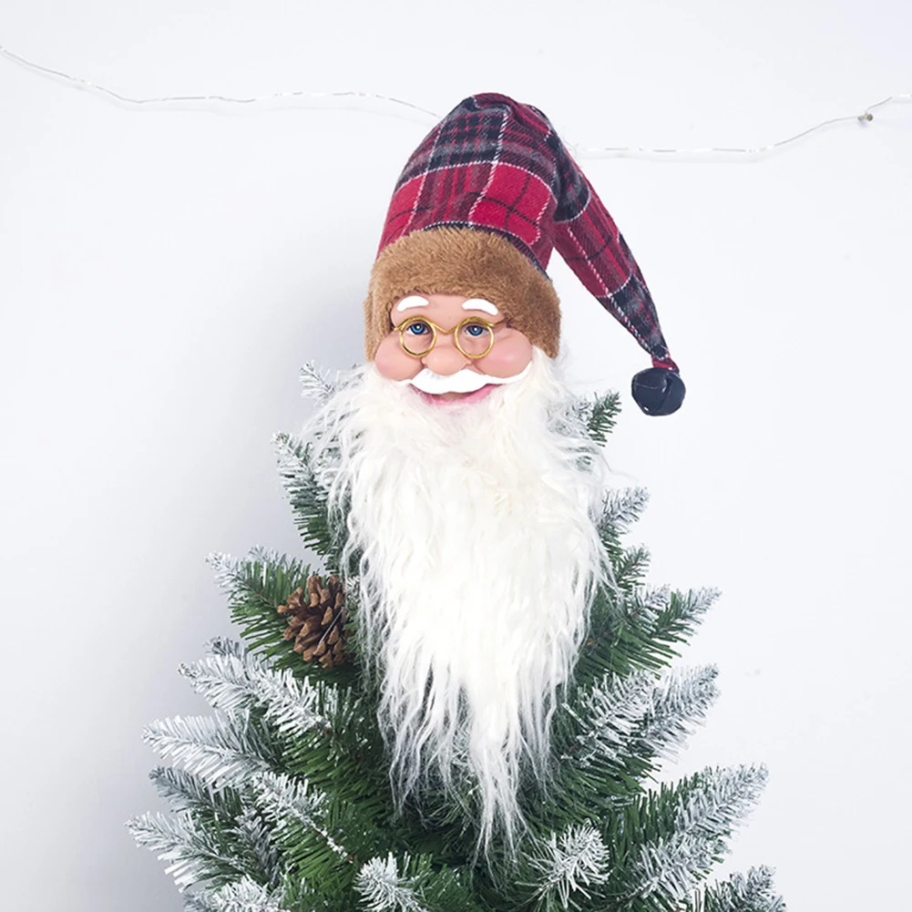 

Creative White Beard Santa Claus Head Wine Bottle Decoration Cloth Table Topper Decor Accessories Christmas Tree Top Pendant S25