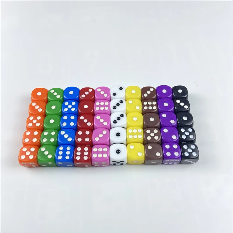 thumbnail image 1 of Dados de acrílico de 16mm para beber, dados de hexaedro de esquina redonda, color blanco, para juegos de fiesta, Club, fiesta, juegos familiares, lote de 10 unidades, 1 of 4