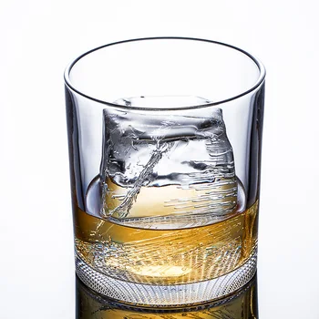 

Free Shipping 2/4 Pieces 400ML Grid Pattern Old Fashioned Glass Whisky Glass Set of 2/4