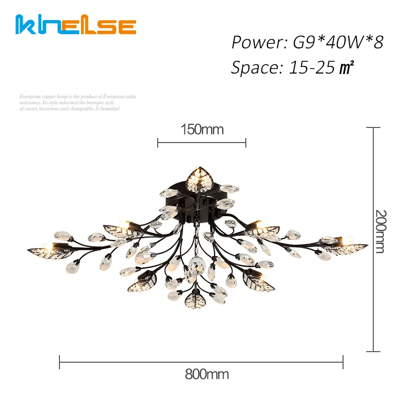 8 Light Black Khelse Хрустальный потолочный светильник романтическая лампа для спальни освещение комнаты DIY современный золотой черный светодиодный K9 спальня Хрустальное освещение - Цвет корпуса: 8 Light Black