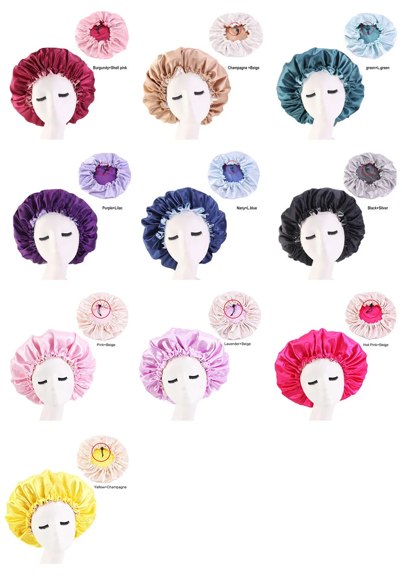 Satin Hair Caps Double Layer Reversible Adjust Sleep Night Cap