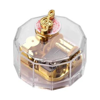 

Dodecagon Transparent Acrylic Musical Box Rotation Clockwork Musicbox Music Christmas Gift Melody Random for kids new