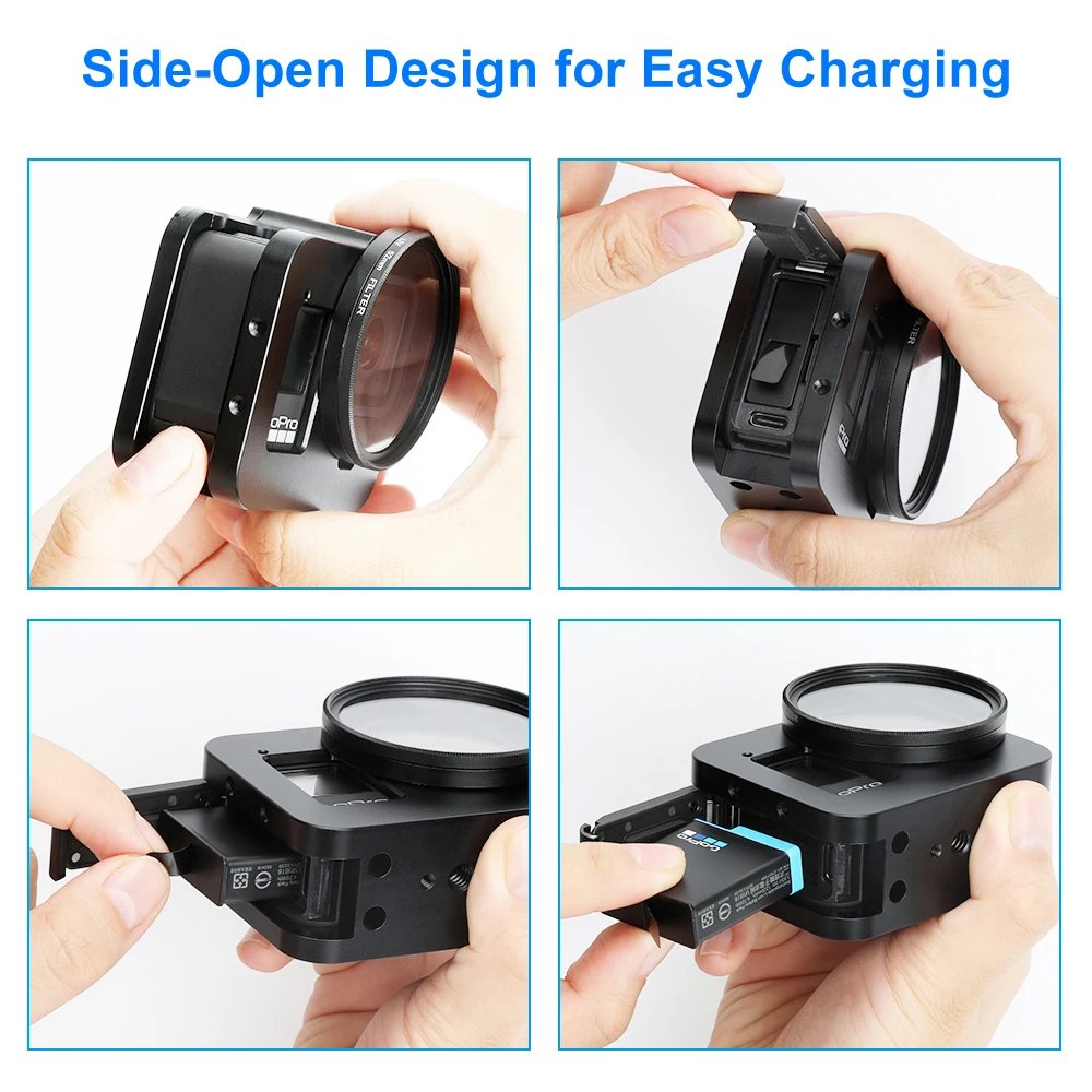 Liga de Alumínio Protetor para Gopro Gaiola + Filtro uv para go Case Hero Preto Metal Quadro Lente Pro Câmera Acessórios 8 - Image 5
