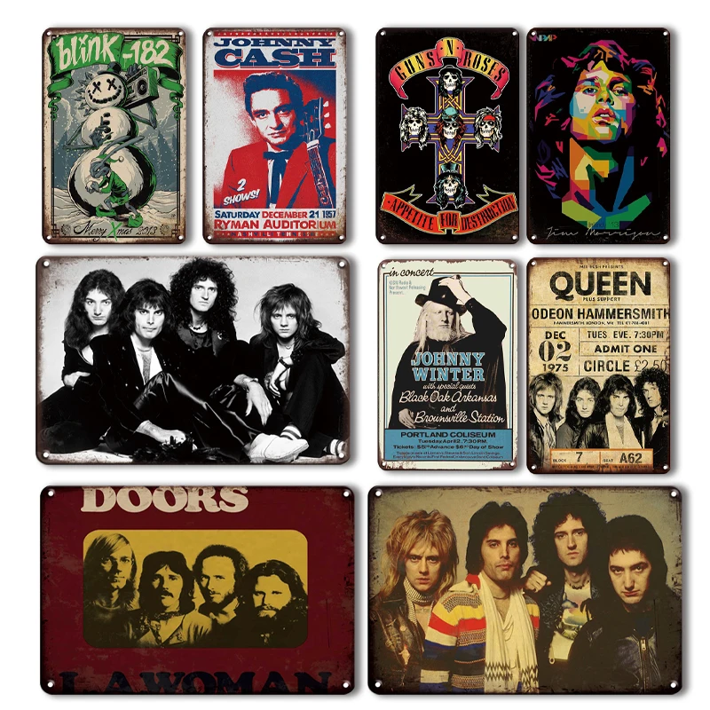 Vintage Pop Rock Band Metal Signs Music Singer Poster Home Bar