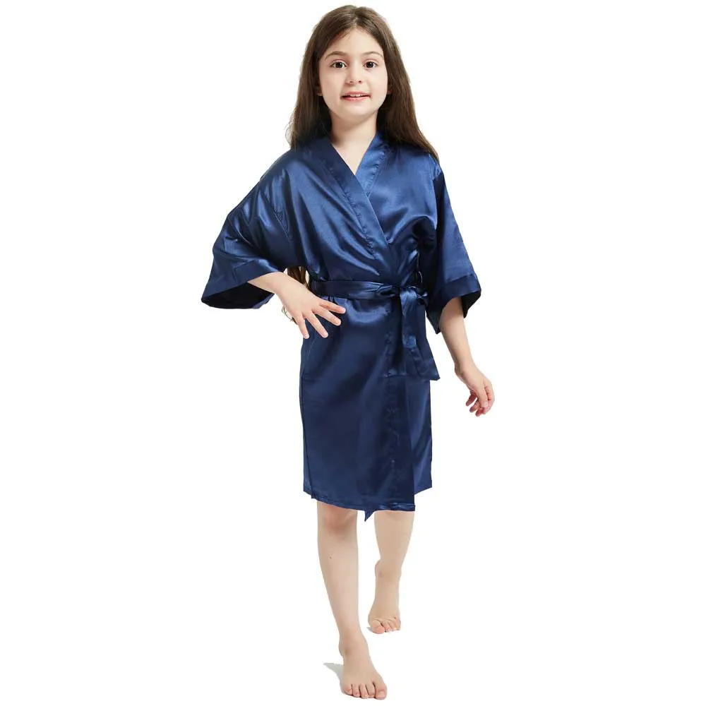 Baby Girl Bath Robe Champagne Kids Silk Pajamas Children Sleepwear Nightgown Wedding Dress Party Spa Bathrobe for | Детская одежда и