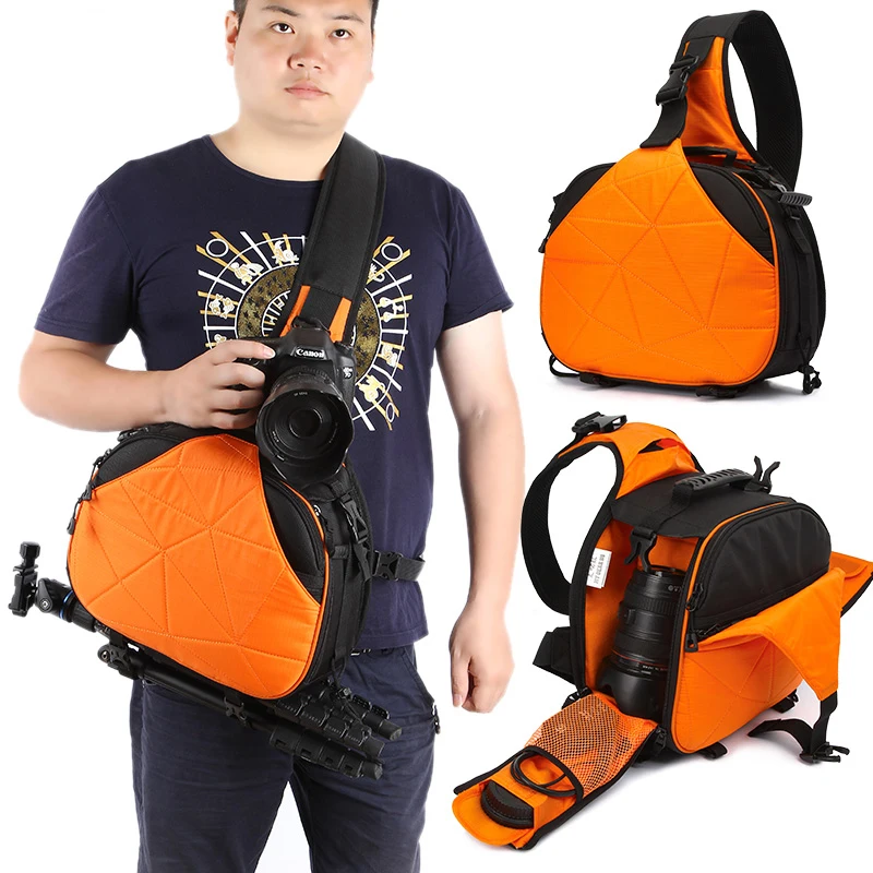 Travel Cable Bag Camera Bag Portable Diagonal Bag Camera Bag Shoulder Camera Bag Triangle Bag Color : Orange