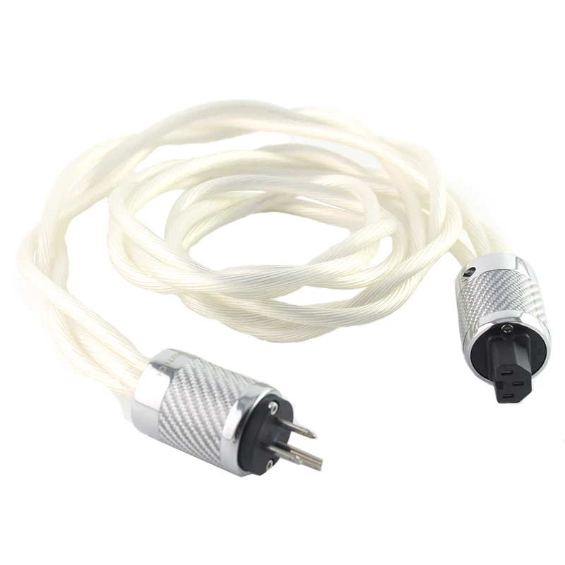 Hi End 5N OCC Single Crystal Silver AC Power Cable HIFI Audio Amplifier DAC Filter Cables Carbon Fiber US Plug | Электроника